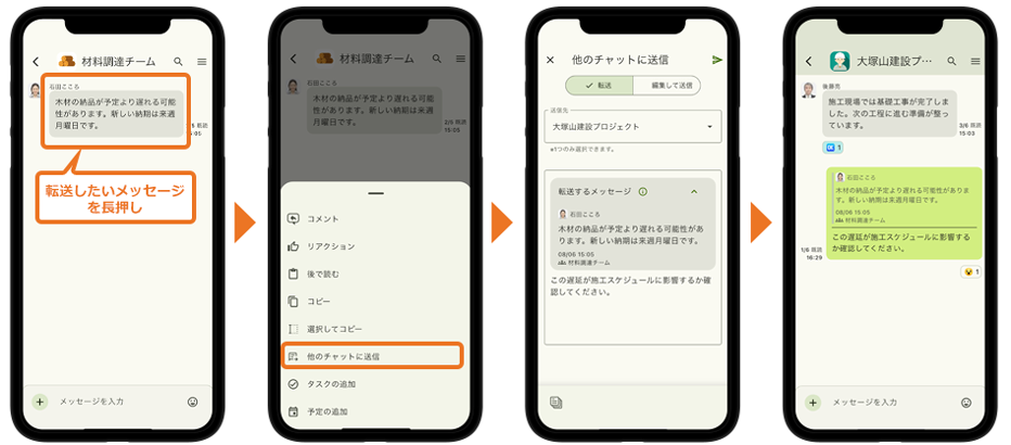 メッセージ転送 スマートフォンアプリの場合