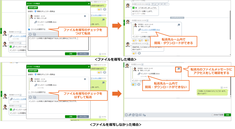 ファイル複写がある場合とない場合